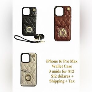 Luxury Quilted iPhone 16 pro Max Case with Ring Holder - Black, Brown, and Cream